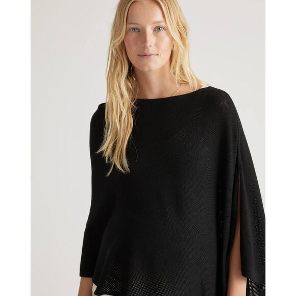 Quince Lightweight Black Cotton Cashmere Nursing Shawl One Size - Picture 4 of 12